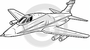 Sleek Metallic Jet Coloring Page In Canon Af35m Style