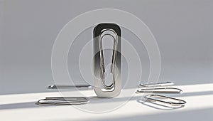 Photorealistic image of a magnetic paper clip holder in a clean isolated environment