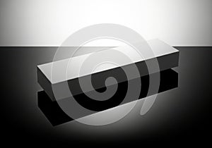 A sleek metallic rectangular prism object isolated on white background