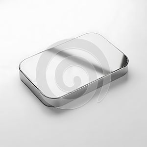 Sleek metallic rectangular tray isolated on white background