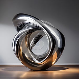 A sleek, metallic sculpture twisting and turning in a hypnotic display of motion and form, reflecting light in captivating ways2