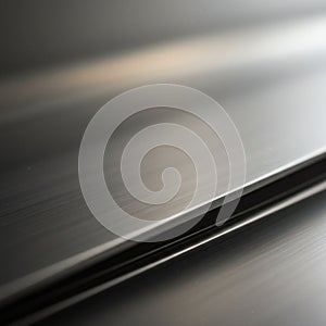 Sleek, metallic surface with a brushed texture and a reflective sheen. Subtle linear
