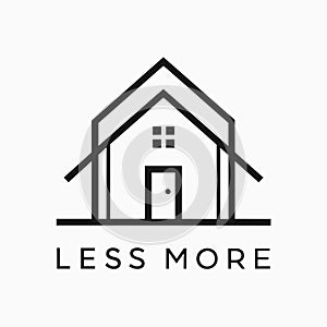 A sleek and minimalist black and white logo featuring the words less more in a contemporary design, A minimalist logo that