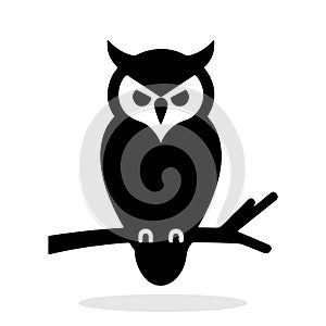 Minimalist black and white Owl silhouette logo type design in vector format, isolated on white background. photo