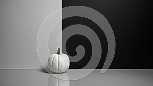 A sleek and minimalist composition with a focus on simplicity, showcasing a single pumpkin in a monochromatic setting, emphasizing