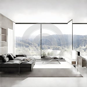 Sleek and Minimalist Grey Mockup for Modern Living Room Interior Design