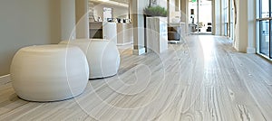 Sleek modern clinic corridor with professional aesthetic and minimalistic design