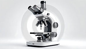 Modern Compound Microscope on White Background
