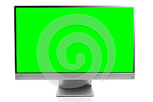 Sleek modern computer display on white background with reflection