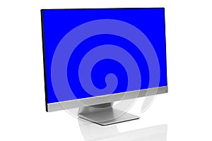 Sleek modern computer display on white background with reflection