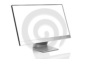 Sleek modern computer display on white background with reflection