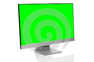 Sleek modern computer display on white background with reflection