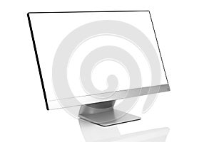 Sleek modern computer display on white background with reflection photo