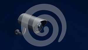 Modern CCTV Security Camera on Dark Blue Background