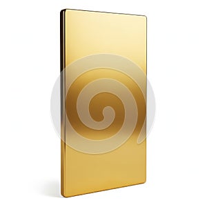 A sleek and modern gold-colored rectangular object with a reflective surface