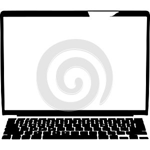 A sleek and modern laptop computer with a large screen and a fullsized keyboard isolated on transparent background