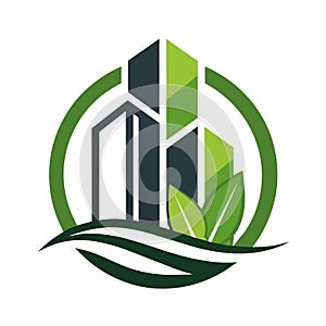 A sleek and modern logo representing a green city with sustainable architecture and environmental focus, Create a sleek and modern