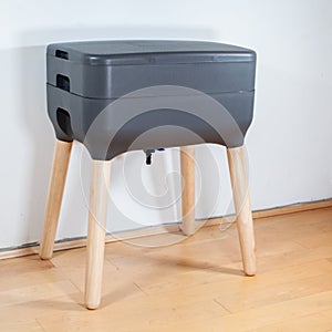 A sleek, modern looking indoor worm composter is the perfect solution for apartment living