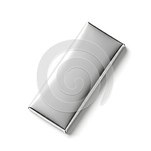 Sleek modern metallic rectangular object with reflective surface and subtle edges