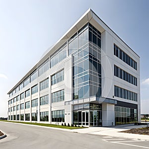 Modern office building isolated on white background photo