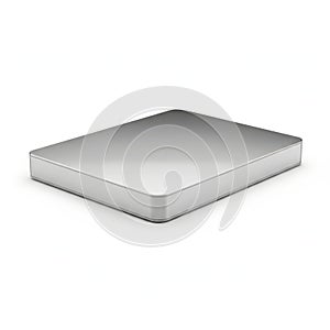A sleek and modern rectangular metallic object with rounded edges