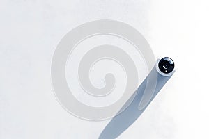 Modern Smart Home Security Camera on White Wall, Minimalist Design