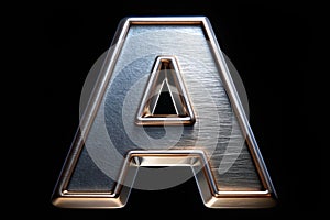 Metallic alphabet letter icon on black background
