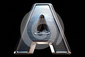 Metallic alphabet letter icon on black background