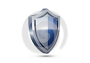Modern silver shield icon for protection and security concepts