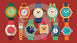 From sleek and modern to ornate and vintage there is a secondhand luxury watch for every taste.. Vector illustration. photo