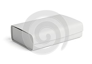 A sleek and modern white rectangular object with rounded edges and a smooth surface