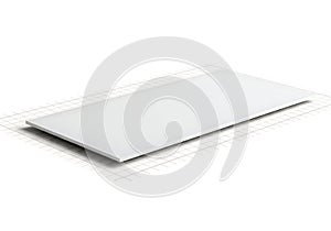 A sleek and modern white rectangular object with a smooth surface and rounded edges