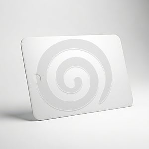 A sleek and modern white rectangular object with a smooth surface and a small hole