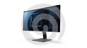 A sleek monitor displaying digital data and codes. The futuristic aesthetic enhances productivity. Perfect for photo