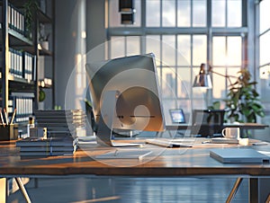 Sleek and Productive 3D Rendered Professional Work Environment