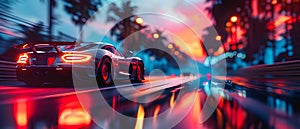 Sleek Racer: Neon Sunset Speed Chase. Concept Sleek Racer, Neon Sunset, Speed Chase