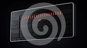 Sleek, rectangular device with a glossy black surface, featuring a grid of small,