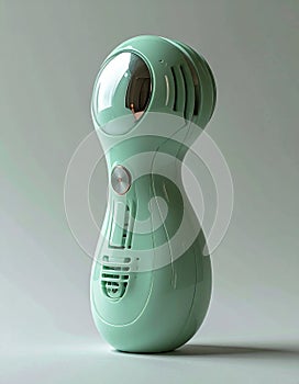 Sleek Retro-Futuristic Handheld Device on a Gray Background