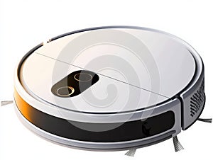 A sleek, intelligent robot vacuum cleaner designed for Generative AI cleaning Illustration photo