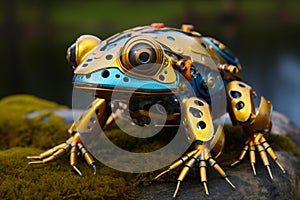 Sleek Robotized modern frog. Generate Ai photo