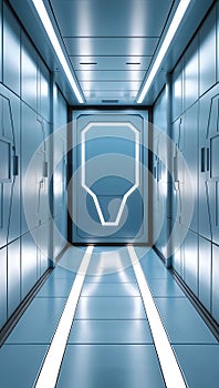 Sleek Sci-Fi Corridor with Minimalist Reflective Design