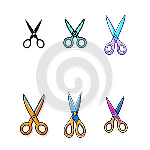 Scissors Icon Set: Minimalist Design on Transparent Background photo