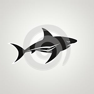 Sleek Shark Logo Design On Gray Background - Solapunk Graphic Elements