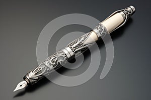 Sleek Silver fountain pen. Generate Ai