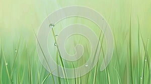 A sleek and simple background with a fresh green grass with dewdrops.