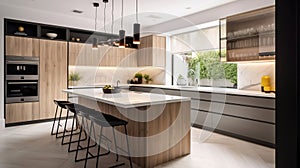 Sleek Simplicity, Modern Kitchen Interior Design Redefining Real Estate Excellence, Generative AI