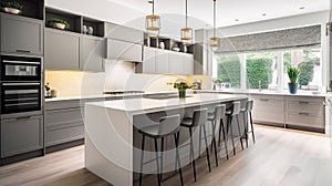 Sleek Simplicity, Modern Kitchen Interior Design Redefining Real Estate Excellence, Generative AI