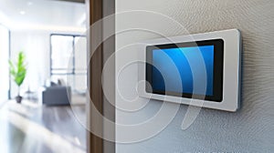 Smart Control Panel Mounted on Wall in Modern Home