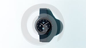 Minimalist smartwatch with digital interface on light background photo