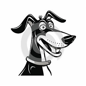 Sleek And Stylized Cartoon Dog Collar: Black And White Character Caricature